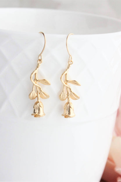 Long Stem Rose Earrings