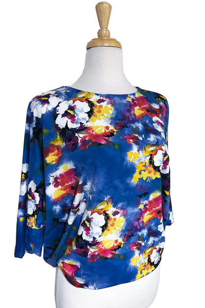 Batwing Top-Cobalt Floral