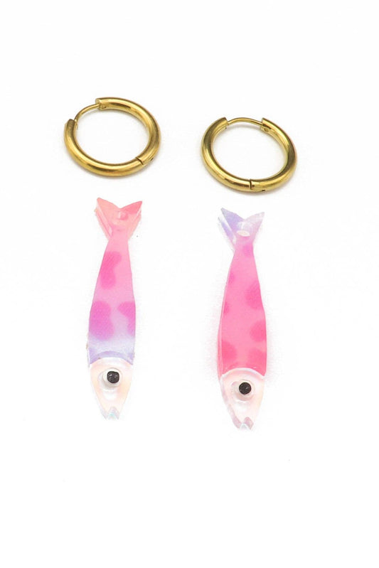 Mini Sardine Hoop Earrings- Rainbow