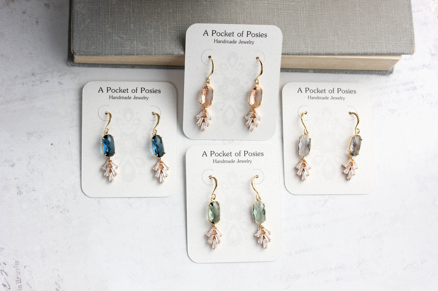Art Deco Sparkling Leaf Earrings (4 colors)