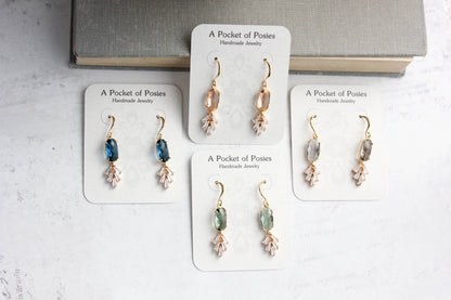 Art Deco Sparkling Leaf Earrings (4 colors)