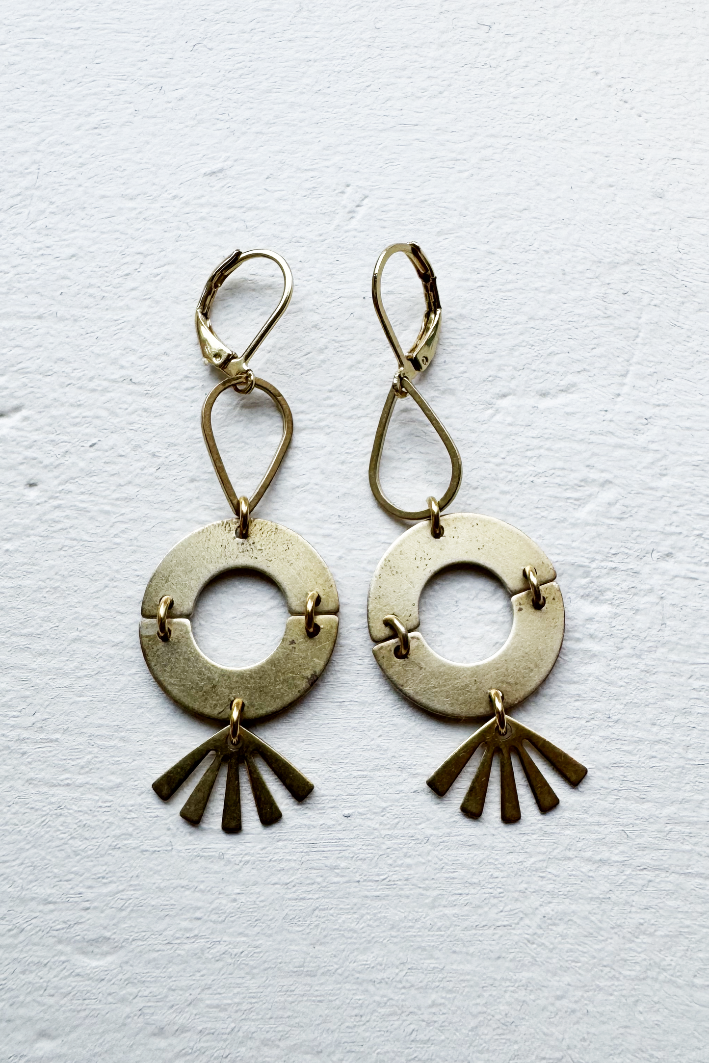 Ruby - Abstact Brass Dangle Earrings
