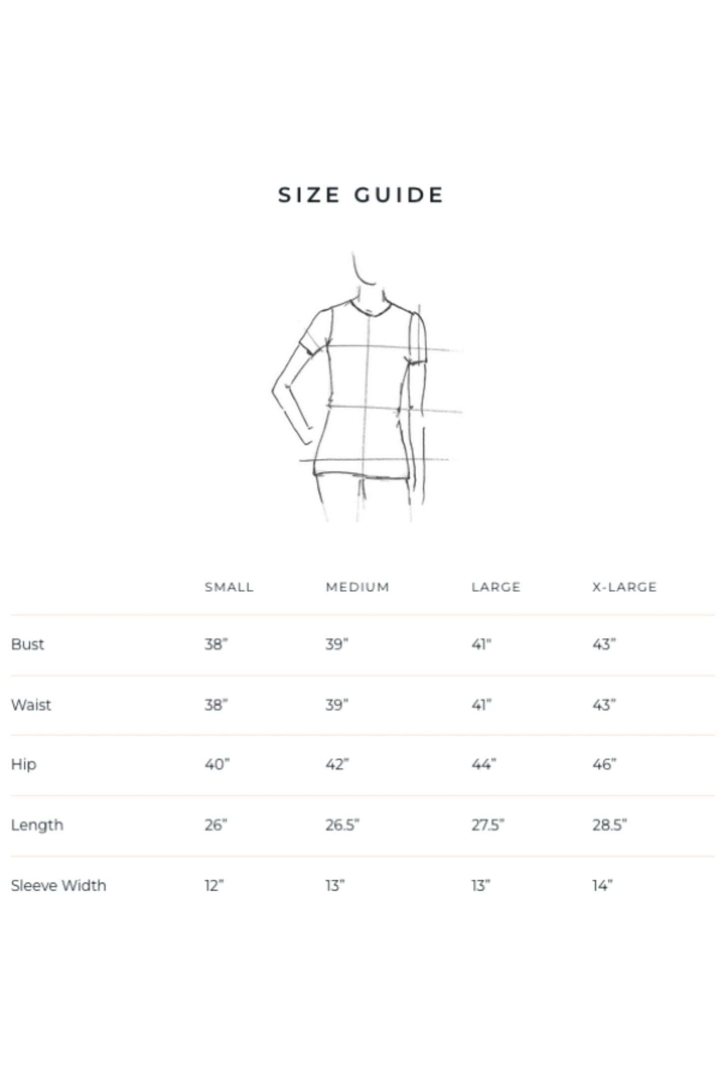 Cropped Shoreline Tee by Blondie, Size Chartt