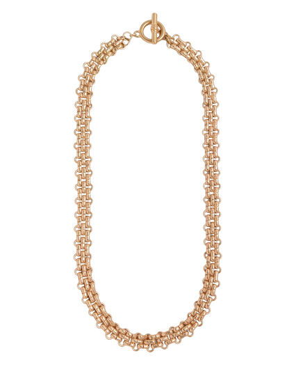 Estate Panther Chain Link Stainless Steel Necklace 14K Gold 