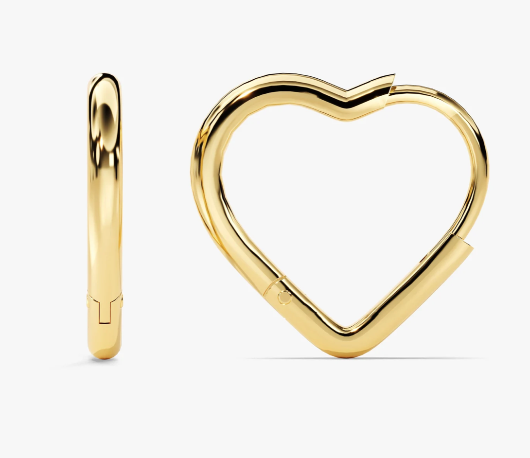 Love You Heart Hinge Hoop Earring | Titanium PVD Waterproof