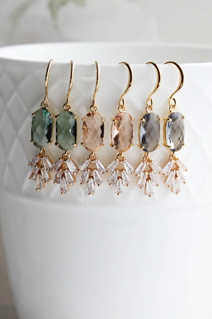 Art Deco Sparkling Leaf Earrings (4 colors)