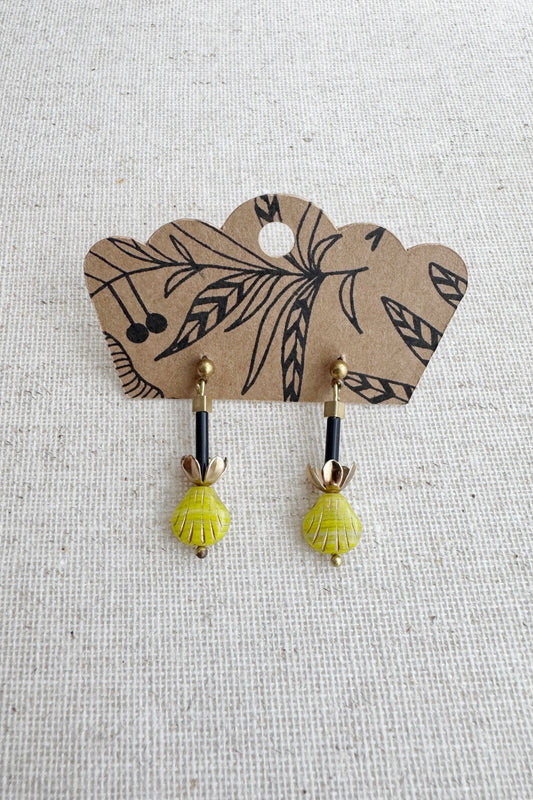 Beaded Czech Glass Earrings - Mini Shell Dangle Studs
