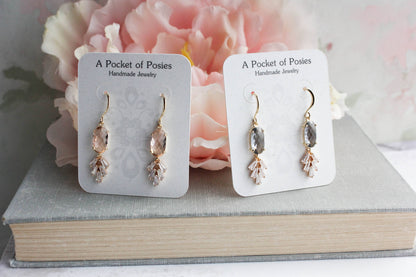 Art Deco Sparkling Leaf Earrings (4 colors)