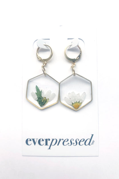 Pressed Flower Med Dangle Earrings