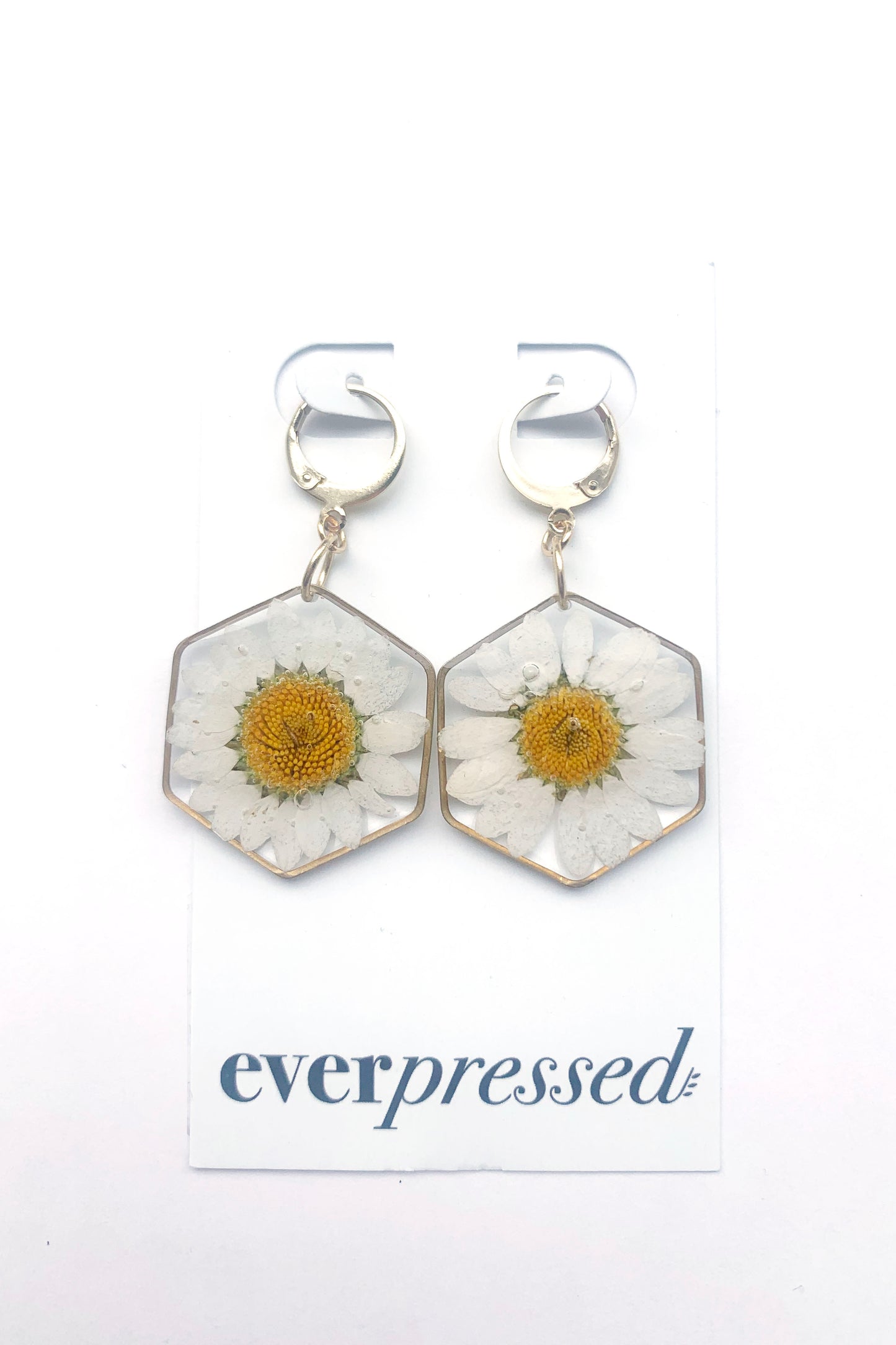 Pressed Flower Med Dangle Earrings