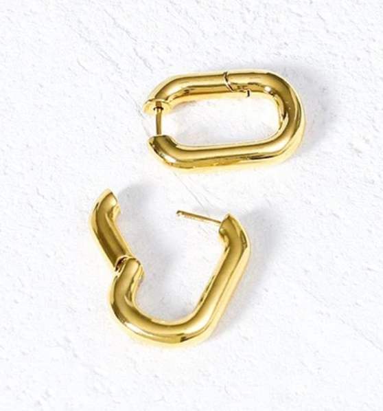 Classic PaperClip Puffy Hoop- Steel Hypoallergenic