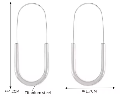 Paperclip Stainless Steel Hoop Earring