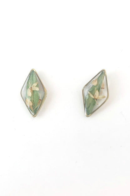 Pressed Flower Diamond Stud Earrings