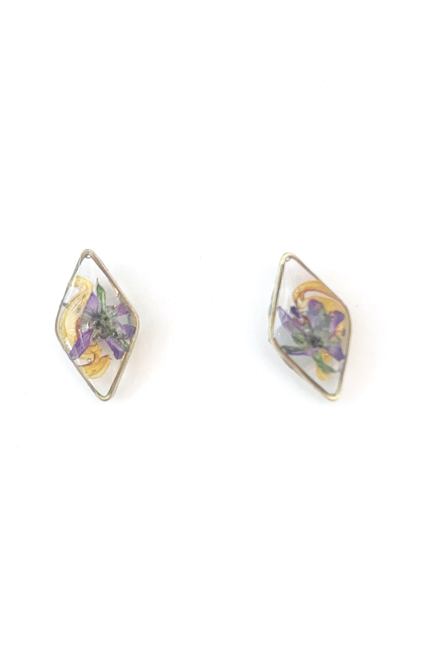 Pressed Flower Diamond Stud Earrings