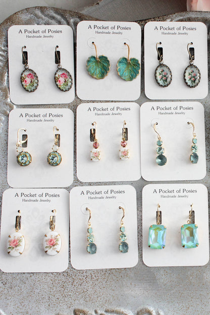 Lily Pad Earrings - Verdigris Patina