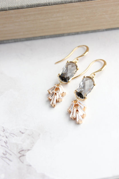 Art Deco Sparkling Leaf Earrings (4 colors)