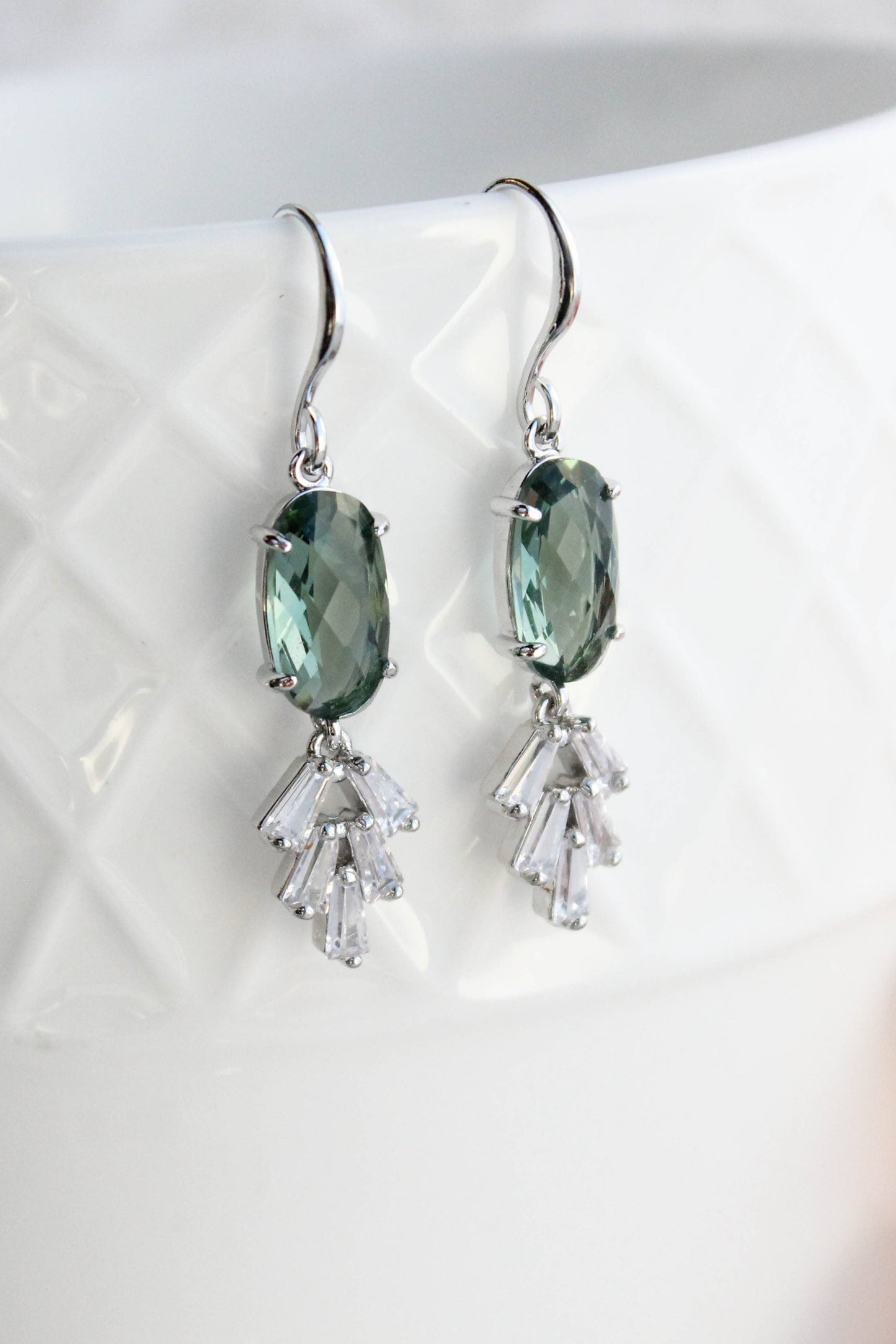 Art Deco Vintage Style Earrings | Sea Green Earrings