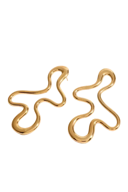 Squiggle Wave Hoop Stud Earring | 18K PVD