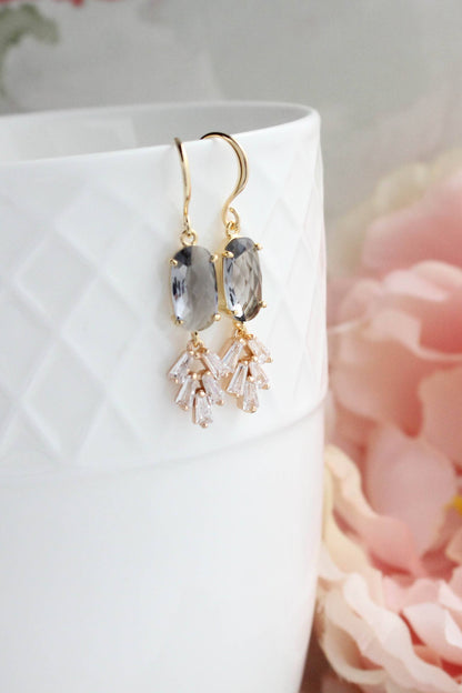 Art Deco Sparkling Leaf Earrings (4 colors)