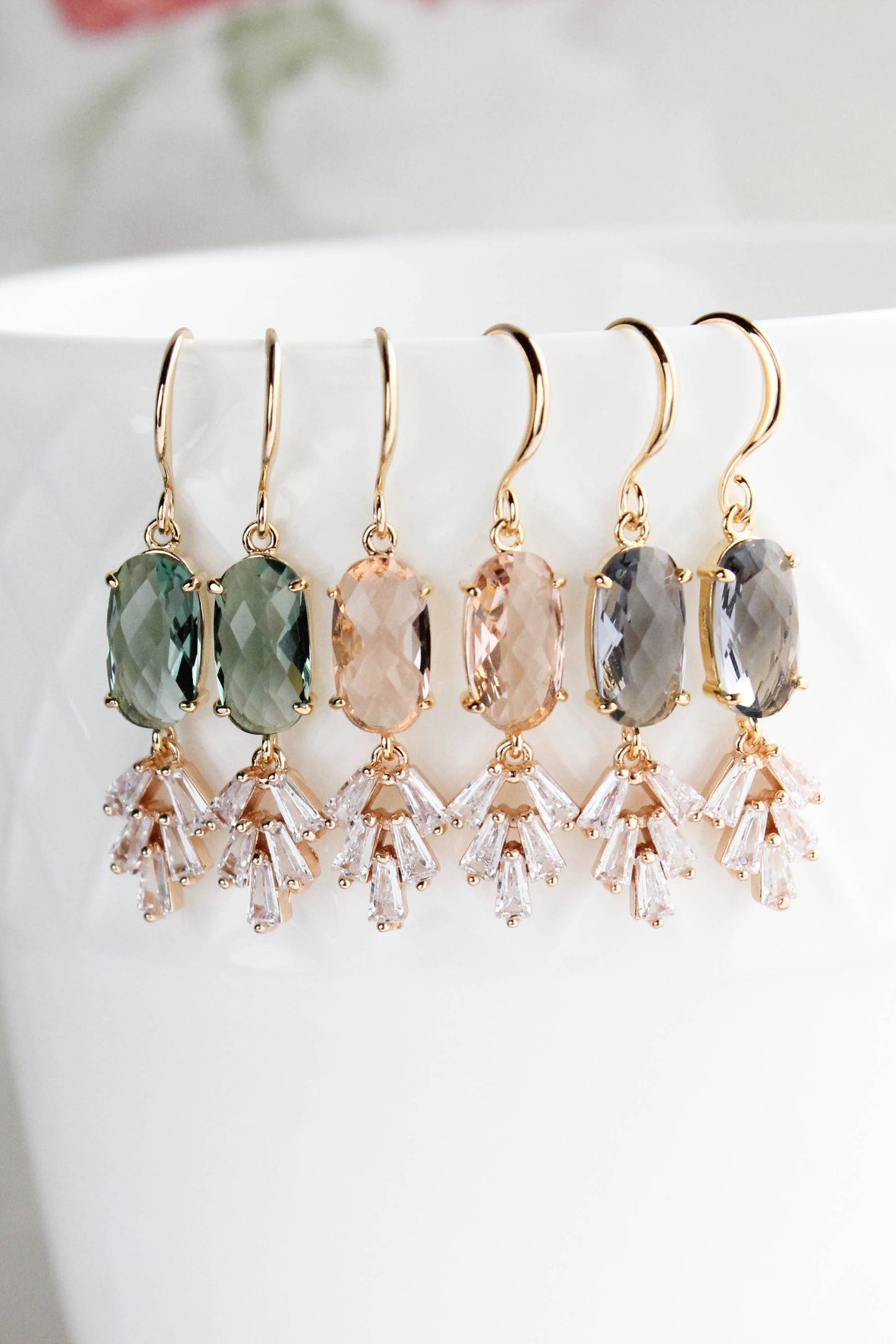 Art Deco Sparkling Leaf Earrings (4 colors)
