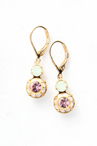Small Glass Drop Earrings | Mint, Rose Water Opal & Amethyst