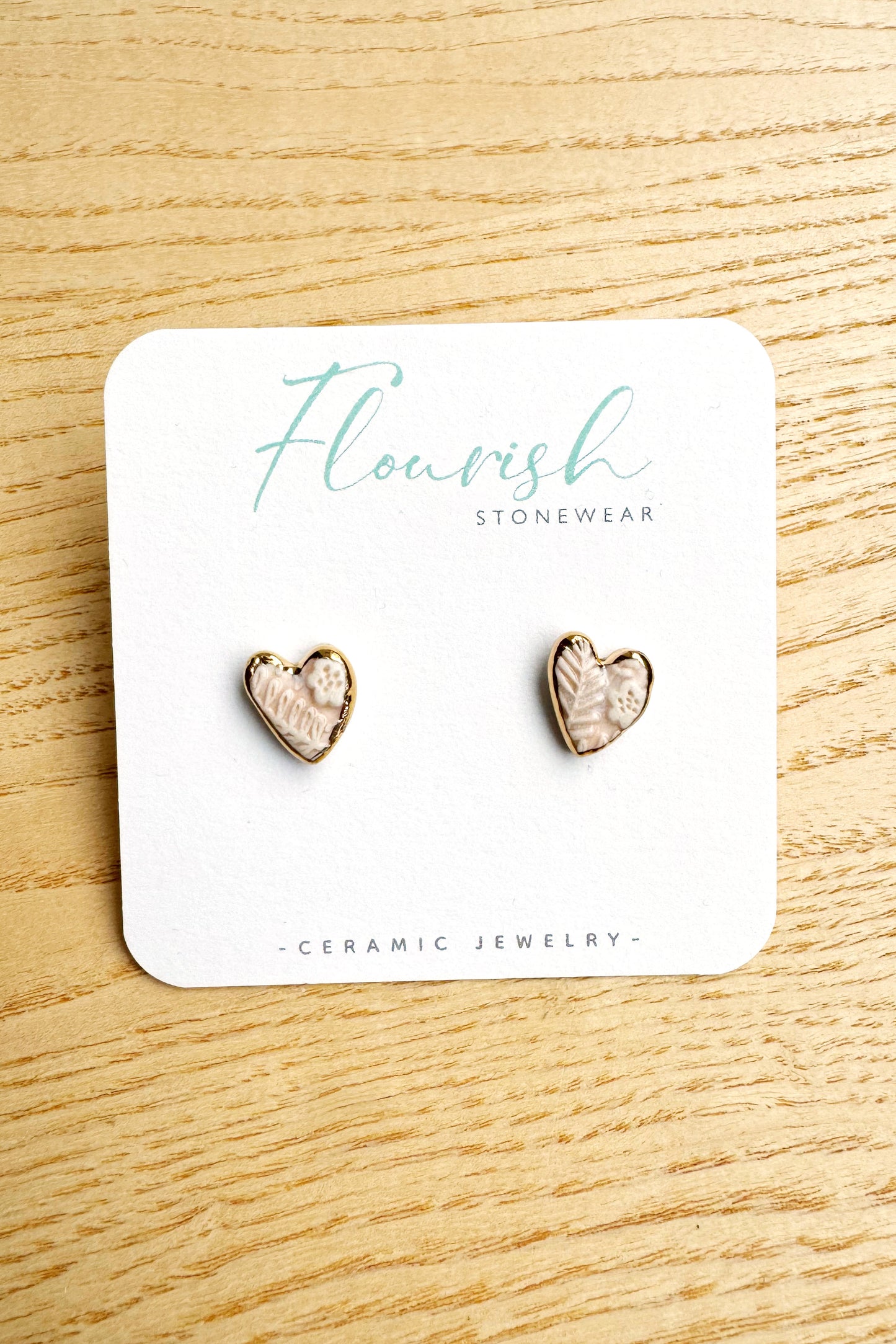 Pale Pink Heart Studs