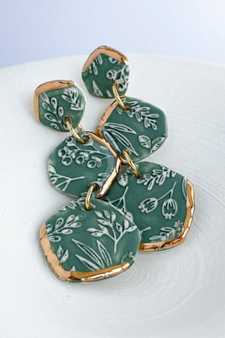 Green 3pc Imprint Organic Dangles
