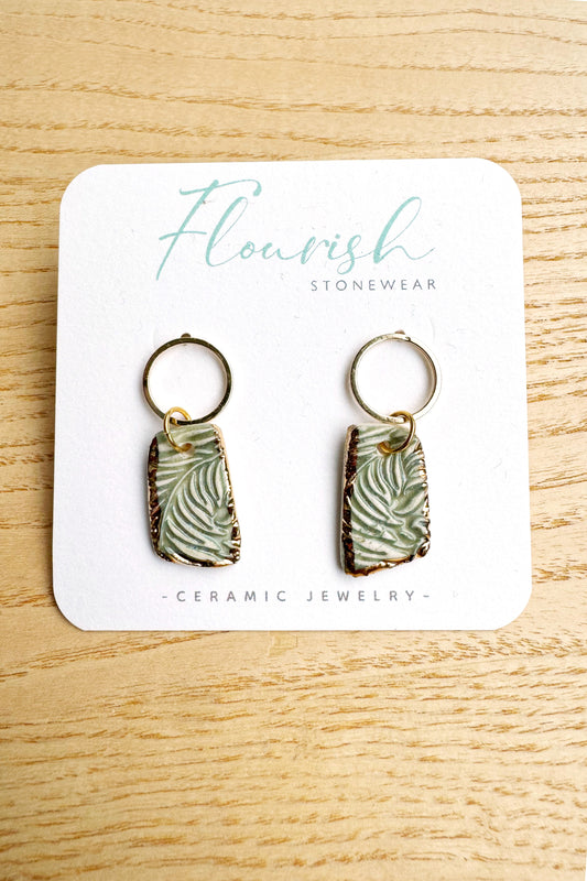 Green Leaf Imprint Mini Dangles