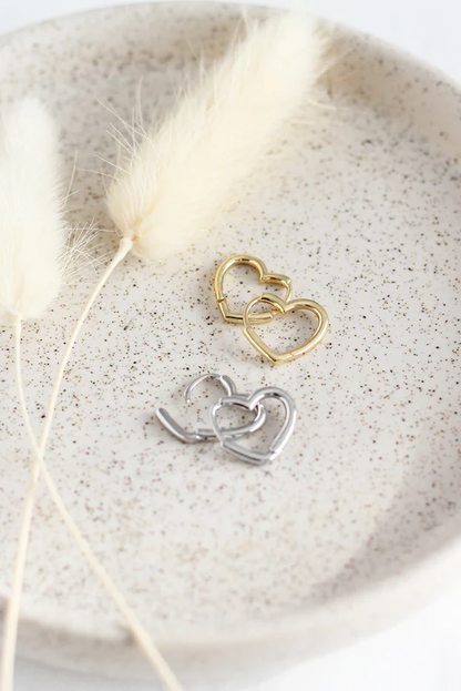 Heart Huggie Hoops