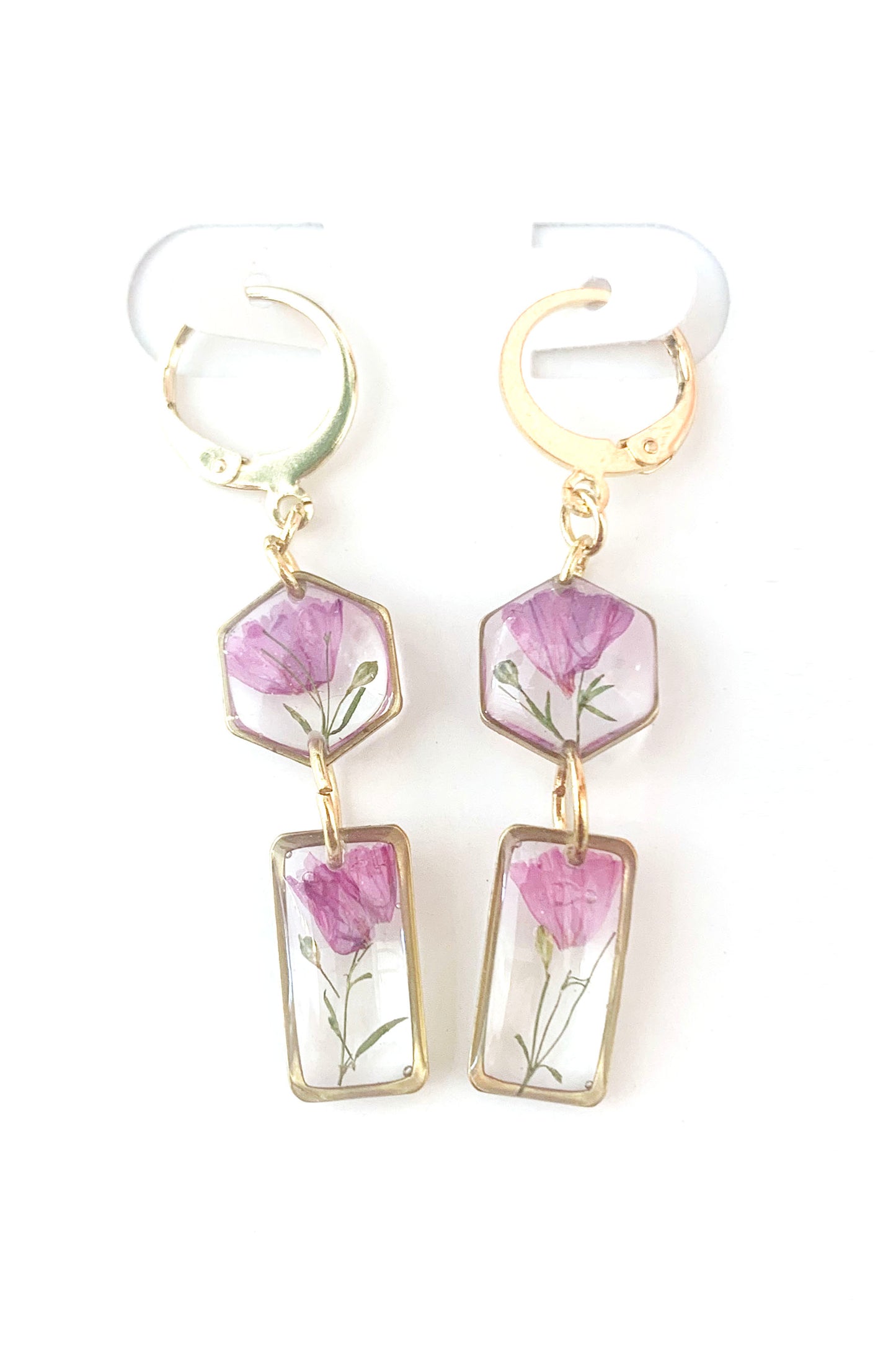 Pressed Flower Med Dangle Earrings - Assorted Shapes