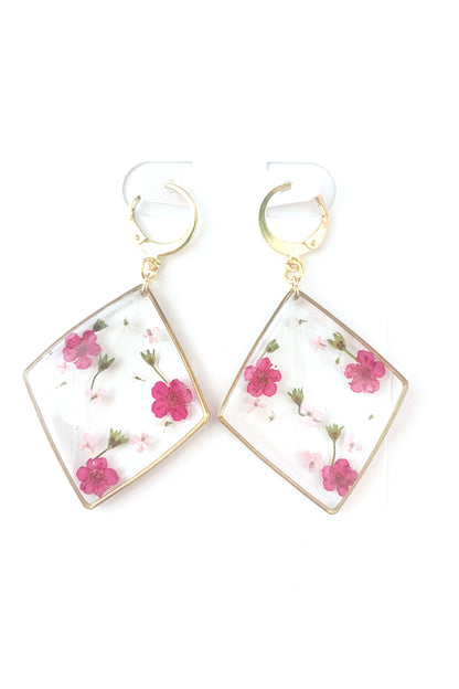 Pressed Flower Large Dangle Earrings