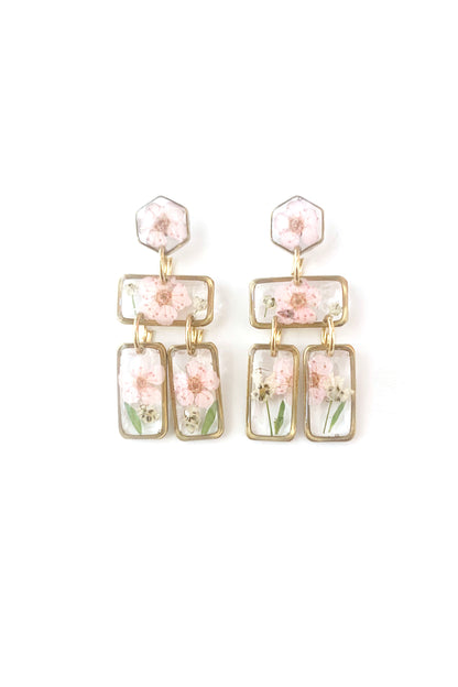 Pressed Flower Large Dangle Earrings