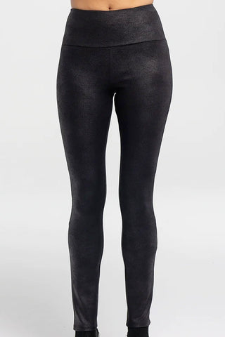 Murray Pants by Kollontai, Black, faux leather, high and wide waist band, sizes XS to XXL, made in Montreal