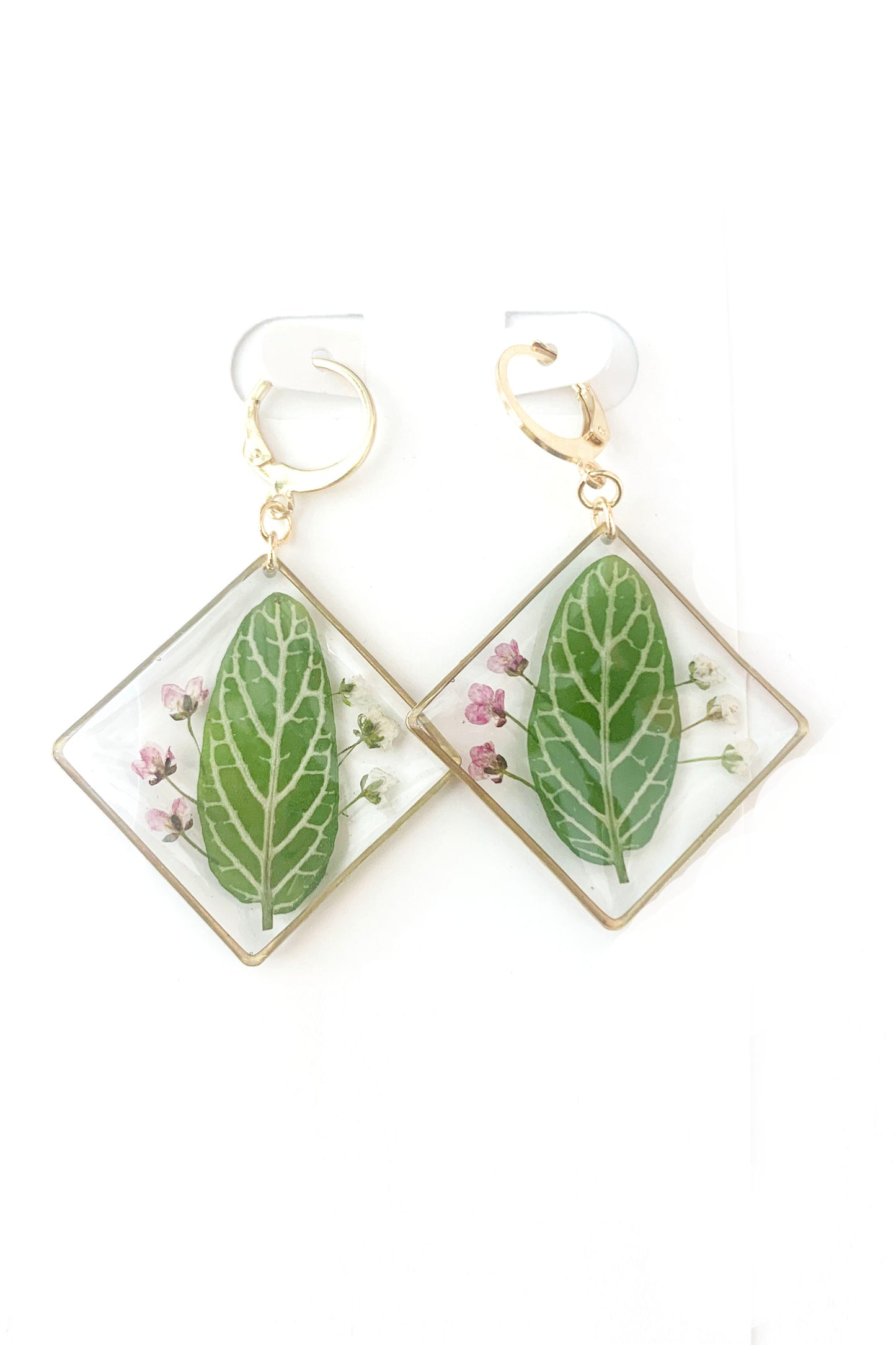 Pressed Flower Large Dangle Earrings