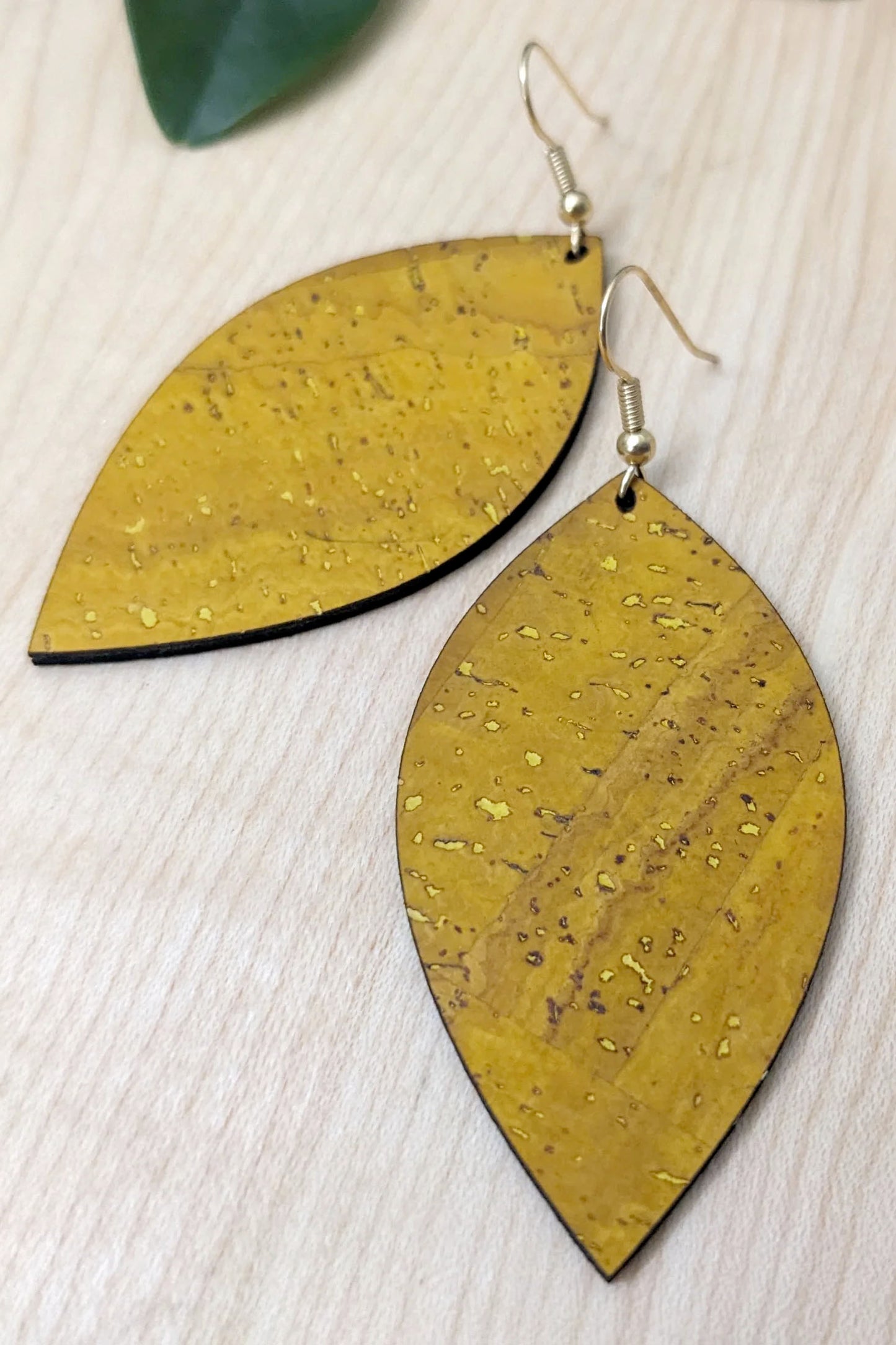 Leaf Shaped Cork Earrings