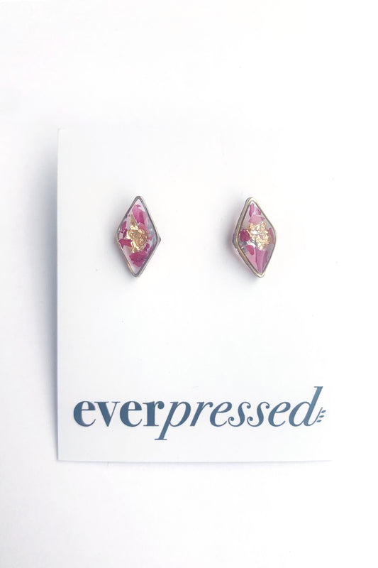 Pressed Flower Diamond Stud Earrings