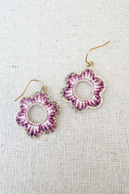 Mod Colour Pop Beaded Flower Earrings - Small