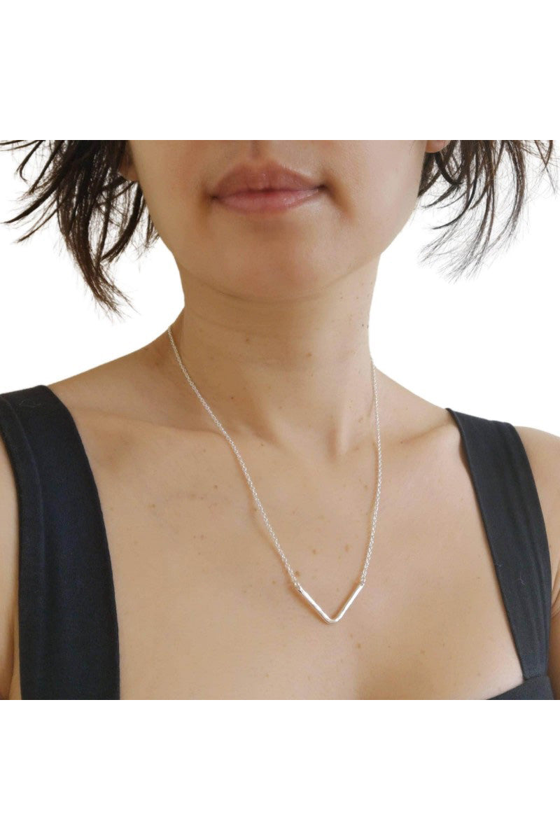Sterling Silver Chevron V-Shaped Necklace