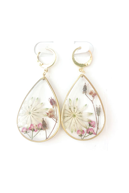 Pressed Flower Large Dangle Earrings