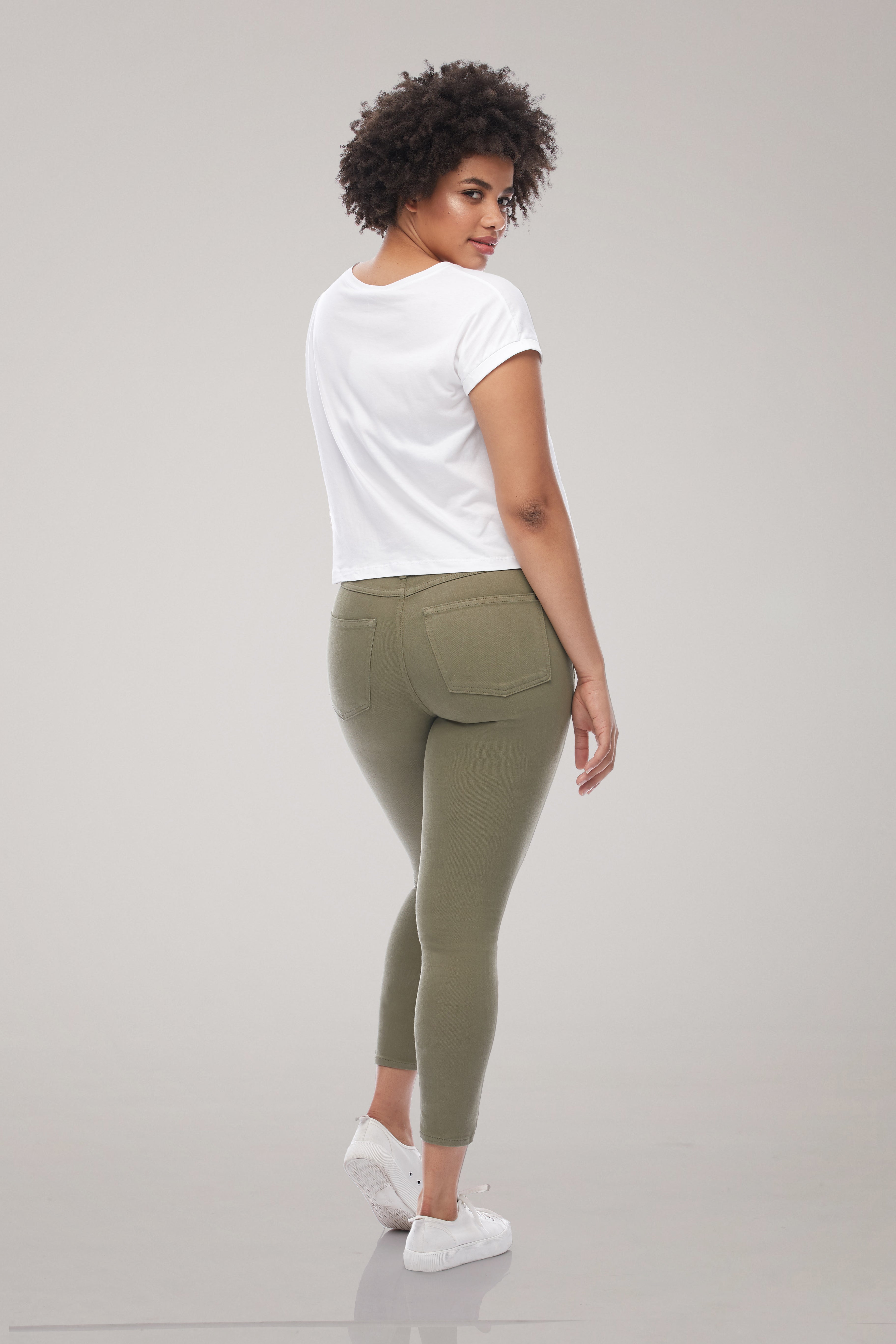 Rachel Classic Rise Skinny Ankle Yoga Jean, back view, Desert Road, 27 inch inseam, sizes 24-34, made in Canada