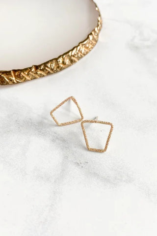 Flourish and Flame Abstract Gold Stud Earrings, 14k gold-fill