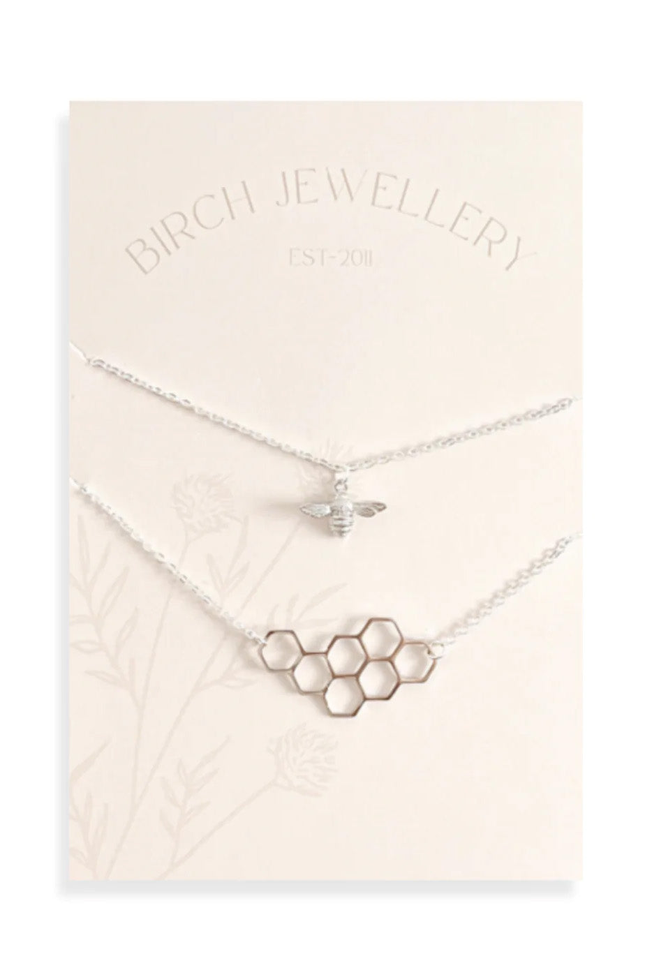 Bee and Honeycomb Layering Set by Birch Jewellery, Silver, made in Ottawa
