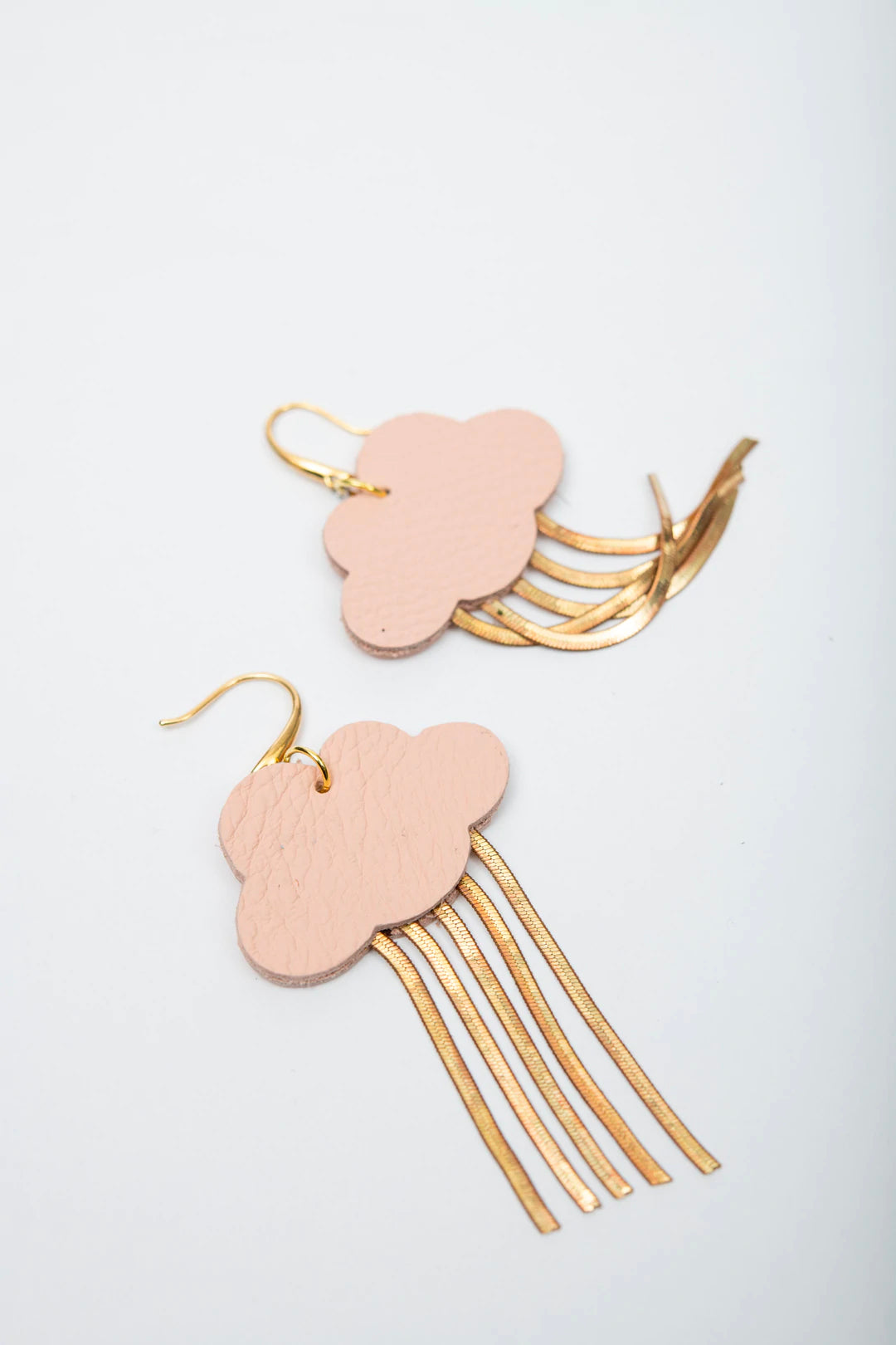 Nuage - Statement leather and brass earrings