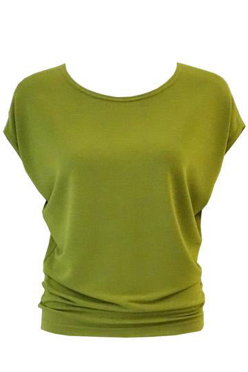 Charles Slouch Tee by Mandala, Pear, short sleeves, fitted band at waist, sizes XS to XL, made in Ontario