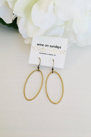 Simple Brass Oval Earrings