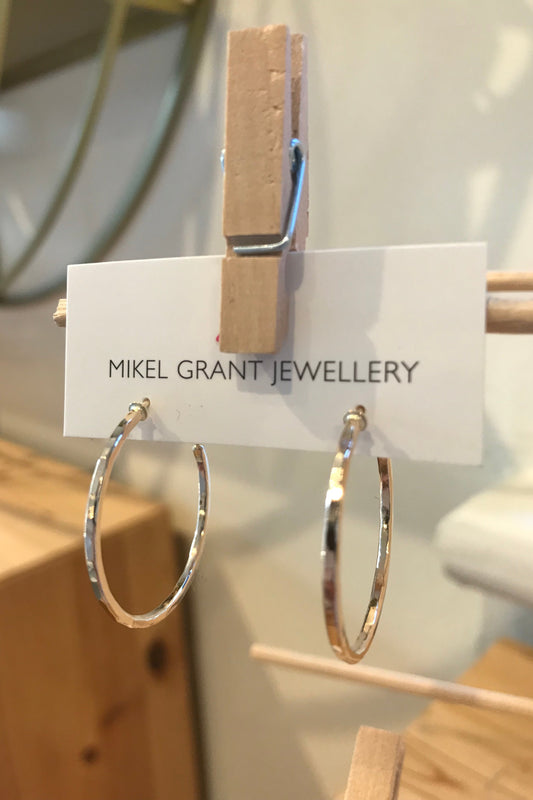 Open Hoop Studs - 14k gold-fill hammered small by Mikel Grant, made in Sechelt BC