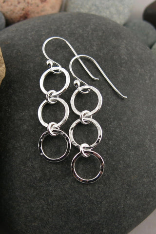 Coast Duo Earrings • Hammer Textured Free Form Sterling Silver Dangles 2021