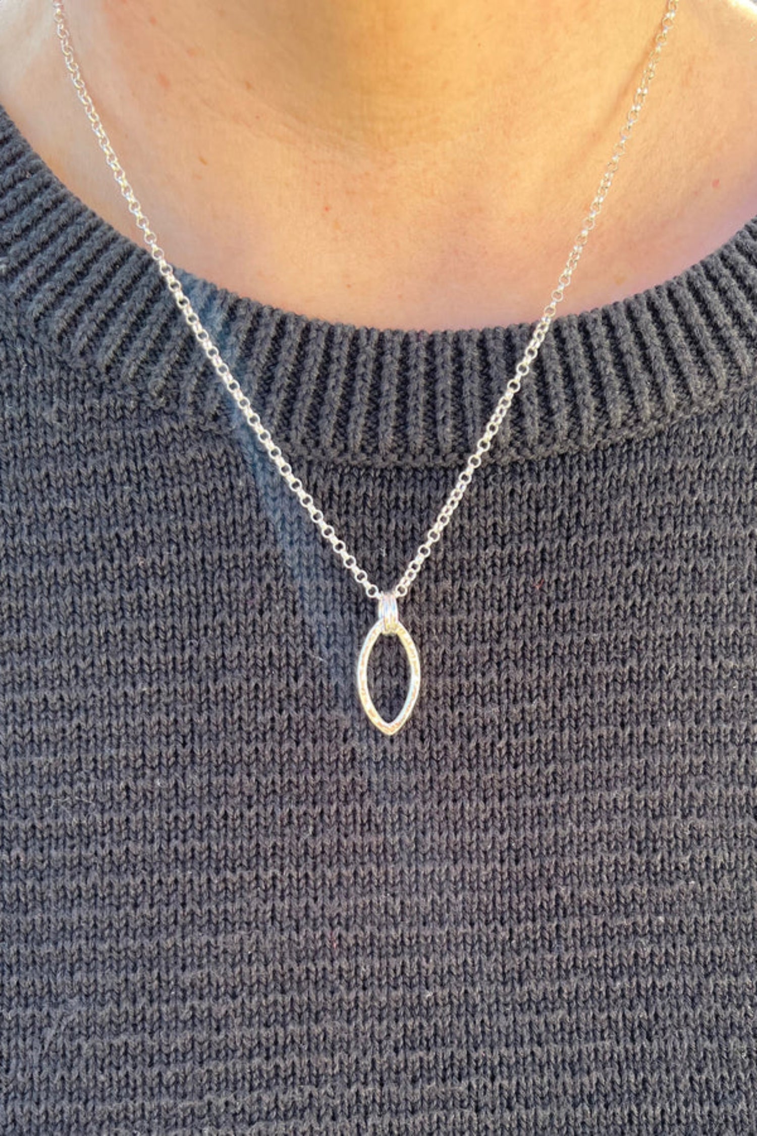 Silver Leaf Necklace - Modern Minimal Nature Inspired Necklace by Mikel Grant, sterling silver, made in Sechelt BC