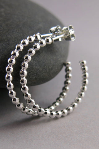 Open Hoop Stud Earrings • Sterling Silver Twisted Hoops