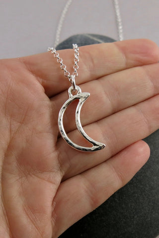 Crescent Moon Necklace - Sterling Silver, made in Sechelt BC